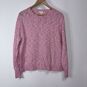 J.Crew Pink Marled Cotton Blend Crewneck Knit Pullover Soft Sweater Womens XL